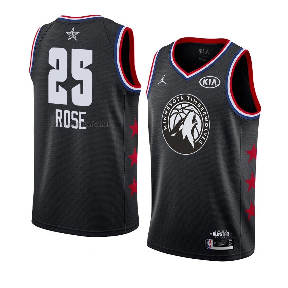 Camiseta All Star 2019 Minnesota Timberwolves Derrick Rose #25 Negro